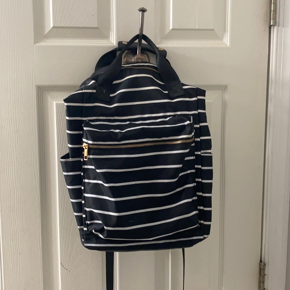 A New Day Black and White Stripped Backpack